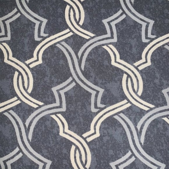 7+ Yds P Kaufmann Waverly Gray Ivory Fretwork Geometric Lattice Trellis Fabric - Picture 3 of 5